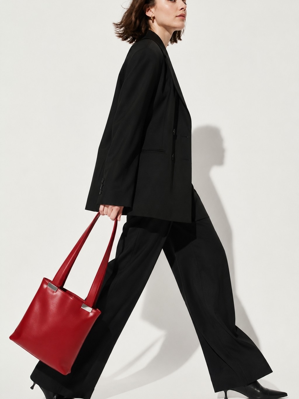 Nine West Red Leather Shoulder Tote Bag
